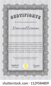 Grey Certificate of achievement template. With background. Customizable, Easy to edit and change colors. Nice design. 