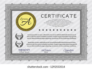 Grey Certificate of achievement template. With background. Sophisticated design. Customizable, Easy to edit and change colors. 