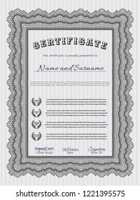 Grey Certificate of achievement template. Beauty design. With linear background. Vector illustration. 