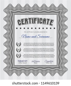 Grey Certificate of achievement template. Complex background. Artistry design. Customizable, Easy to edit and change colors. 