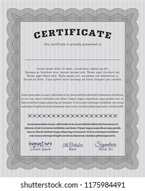 Grey Certificate of achievement template. Complex background. Money Pattern design. Vector illustration. 