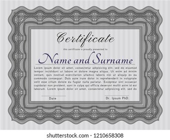 Grey Certificate of achievement template. Complex background. Money design. Customizable, Easy to edit and change colors. 