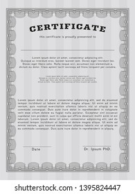 Grey Certificate of achievement template. With complex linear background. Retro design. Customizable, Easy to edit and change colors. 