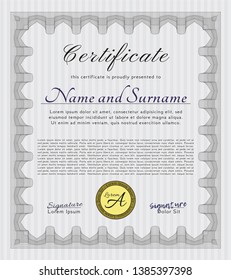 Grey Certificate of achievement template. Customizable, Easy to edit and change colors. With background. Modern design. 