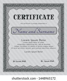 Grey Certificate of achievement template. Customizable, Easy to edit and change colors. With complex background. Lovely design. 