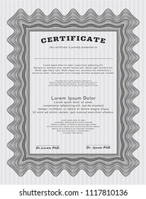 Grey Certificate of achievement template. Easy to print. Excellent design. Vector illustration. 