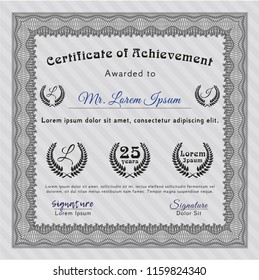 Grey Certificate of achievement template. Easy to print. Customizable, Easy to edit and change colors. Elegant design. 