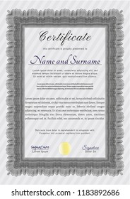 Grey Certificate of achievement template. Easy to print. Detailed. Nice design. 