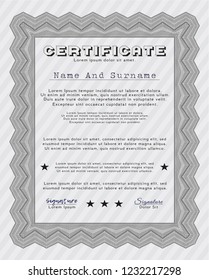 Grey Certificate of achievement template. Easy to print. Lovely design. Customizable, Easy to edit and change colors. 