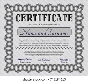 Grey Certificate of achievement template. Easy to print. Vector illustration. Perfect design. 
