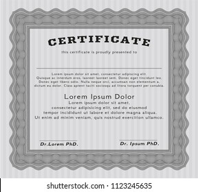 Grey Certificate of achievement template. Elegant design. Vector illustration. Complex background. 