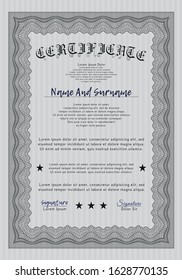 Grey Certificate of achievement template. Excellent design. Customizable, Easy to edit and change colors. With complex background. 