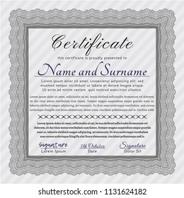 Grey Certificate of achievement template. With great quality guilloche pattern. Money style design. Customizable, Easy to edit and change colors. 