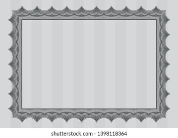 Grey Certificate of achievement template. With linear background. Vector illustration. Money style design. 
