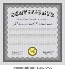 Grey Certificate of achievement template. Lovely design. Customizable, Easy to edit and change colors. With quality background. 