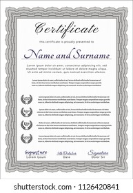 Grey Certificate of achievement template. Modern design. With linear background. Vector illustration. 