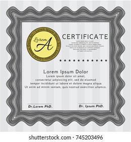 Grey Certificate of achievement template. Money design. With complex background. Customizable, Easy to edit and change colors. 