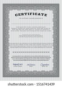 Grey Certificate of achievement template. Perfect design. With linear background. Customizable, Easy to edit and change colors. 
