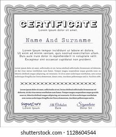 Grey Certificate of achievement template. Printer friendly. Artistry design. Customizable, Easy to edit and change colors. 