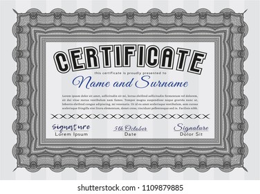 Grey Certificate of achievement template. With quality background. Beauty design. Vector illustration. 