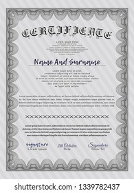 Grey Certificate of achievement template. Retro design. Complex background. Customizable, Easy to edit and change colors. 
