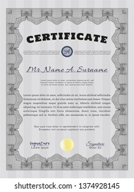 Grey Certificate of achievement template. Retro design. Customizable, Easy to edit and change colors. With complex background. 
