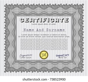 Grey Certificate of achievement template. Retro design. Detailed. With quality background. 