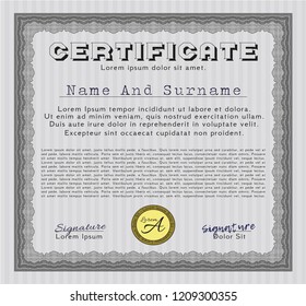 Grey Certificate of achievement template. Superior design. Customizable, Easy to edit and change colors. Easy to print. 