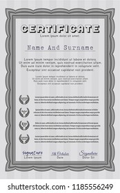 Grey Certificate of achievement template. Vector illustration. With quality background. Beauty design. 