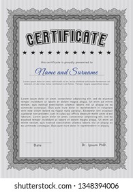 Grey Certificate of achievement template. Vector illustration. With quality background. Cordial design. 