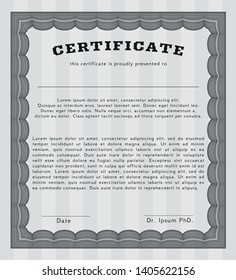 Grey Certificate of achievement. Vector illustration. With quality background. Superior design. 