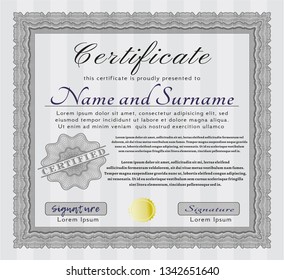 Grey Certificate. With background. Elegant design. Customizable, Easy to edit and change colors. 