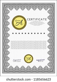 Grey Certificate. With background. Good design. Vector illustration. 