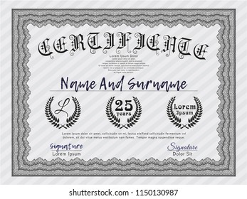  Grey Certificate. With background. Vector illustration. Retro design. 