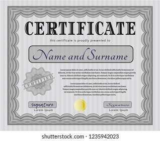 Grey Certificate. Beauty design. With background. Customizable, Easy to edit and change colors. 