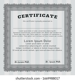 Grey Certificate. Beauty design. With complex background. Detailed. 