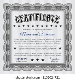 Grey Certificate. Complex background. Detailed. Beauty design. 
