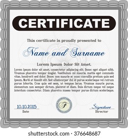 Grey Certificate. Complex design. Printer friendly. Detailed. 