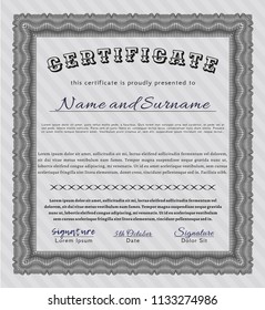 Grey Certificate. With complex linear background. Good design. Vector illustration. 