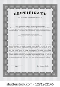 Grey Certificate. With complex linear background. Good design. Detailed. 