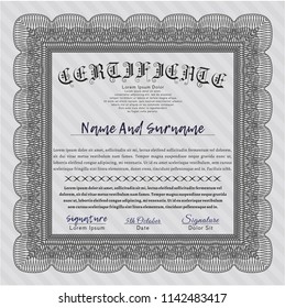 Grey Certificate. Cordial design. Customizable, Easy to edit and change colors. With guilloche pattern. 