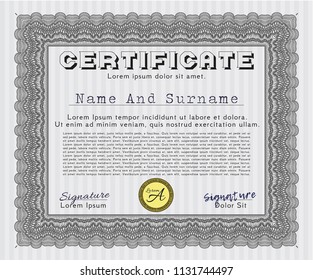 Grey Certificate. Customizable, Easy to edit and change colors. Printer friendly. Sophisticated design. 