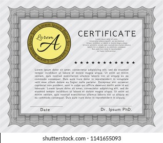 Grey Certificate. Customizable, Easy to edit and change colors. Complex background. Money Pattern. 