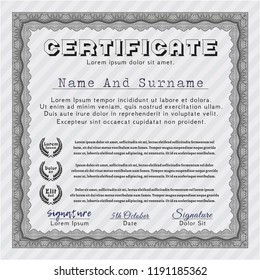 Grey Certificate. Customizable, Easy to edit and change colors. With guilloche pattern. Elegant design. 