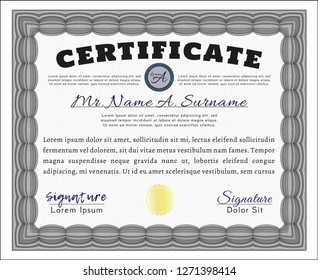 Grey Certificate. Customizable, Easy to edit and change colors. Easy to print. Money design. 