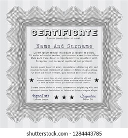 Grey Certificate. Customizable, Easy to edit and change colors. With linear background. Money Pattern design. 