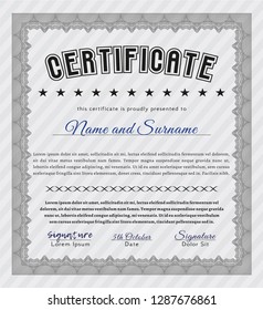 Grey Certificate. Customizable, Easy to edit and change colors. With guilloche pattern. Money Pattern. 