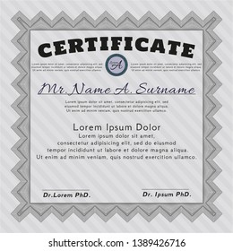 Grey Certificate. Customizable, Easy to edit and change colors. With complex linear background. Perfect design. 