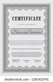 Grey Certificate. Detailed. With complex linear background. Good design. 