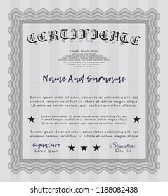 Grey Certificate. Detailed. With complex linear background. Money design. 